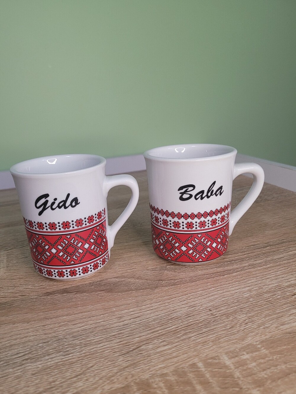 Ukrainian Coffee Mugs Baba And Gido Set Of 2 Vintage
